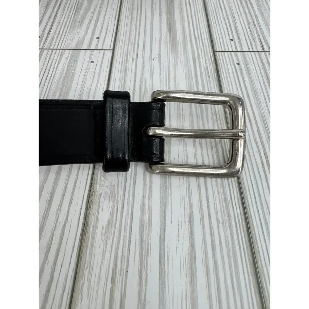 Gap belt men's 34 buffalo head nickel silver tone Italian leather western black